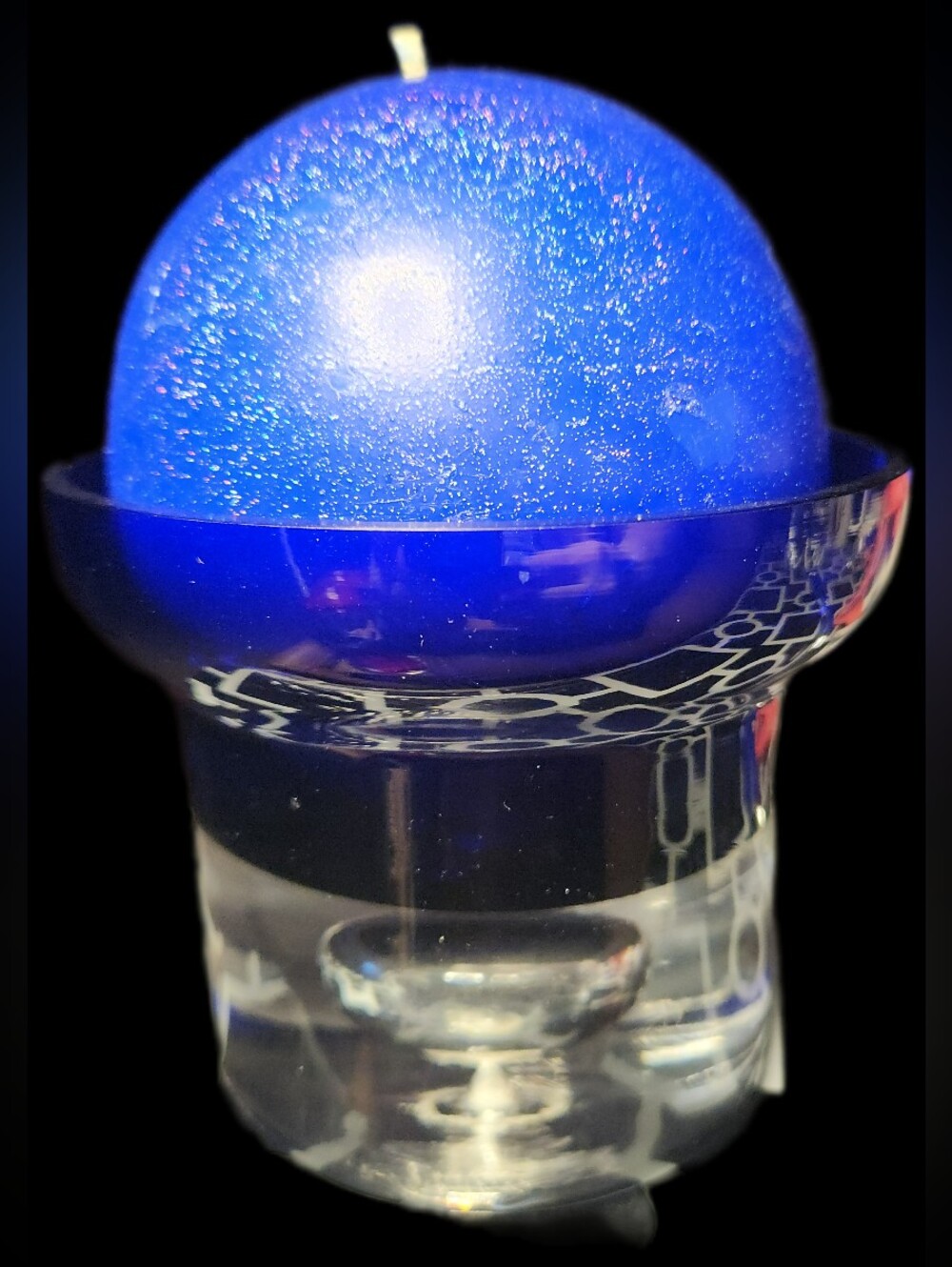 Blue Sparkle Orb Decorative Candle